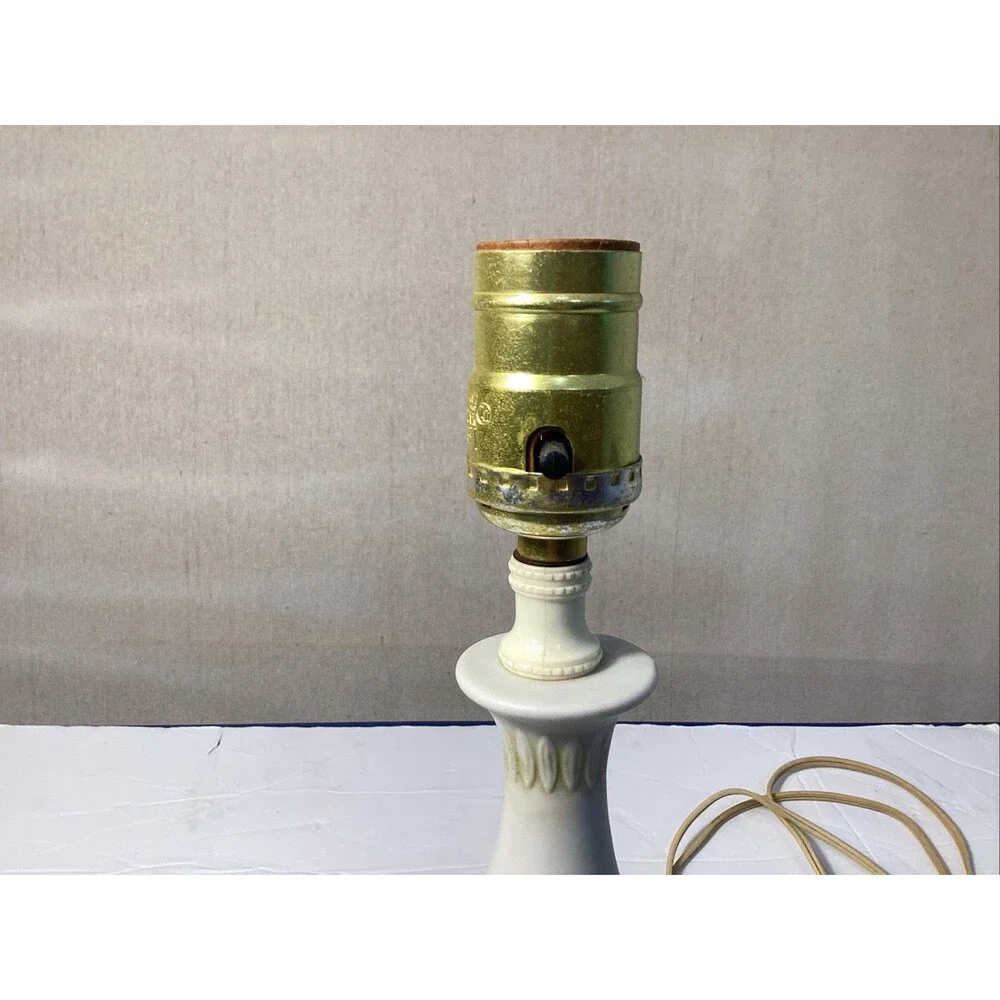 vintage Japanese porcelain lamp applied three dimensional flowers 13.5”